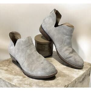 Born Kerri Boots Women's 10M Taupe Suede Leather Zip Block Heel Ankle Booties